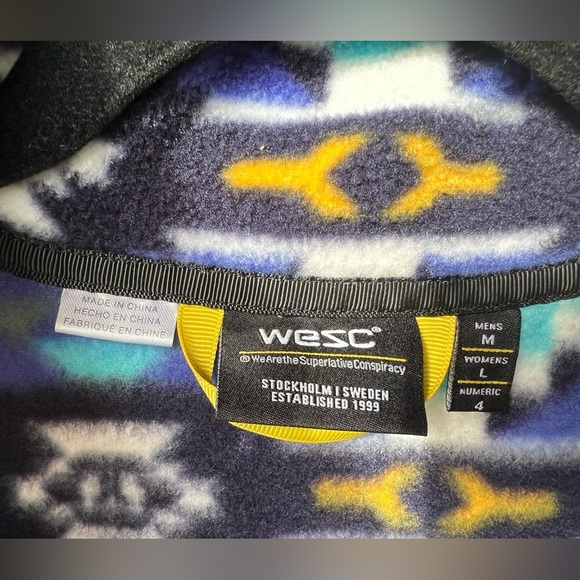 NWOT WESC Moritz Aztec Full-Zip Sherpa Fleece Jacket Men's Med - Women's Large - Picture 8 of 12
